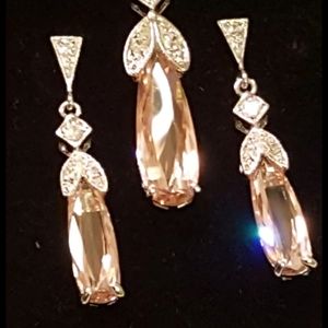 Silver Rose pendant & earrings set